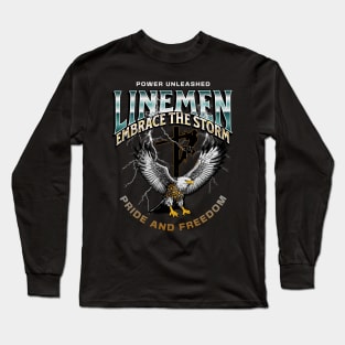 Lineman Pride And Freedom Long Sleeve T-Shirt